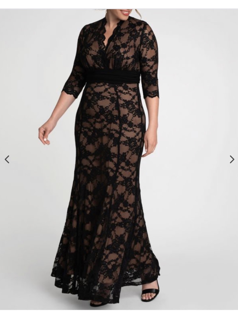Kiyonna Black Lace Long-Sleeve Maxi Dress
